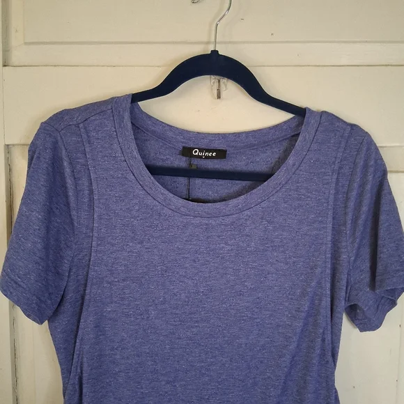 Quinee Women's Blue Nursing Breastfeeding Top with Button Detail - Picture 2 of 12